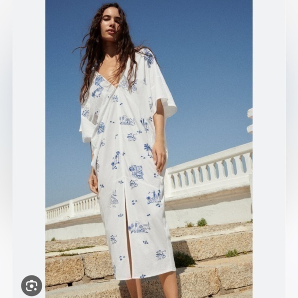Zara NWT embroidered tunic dress